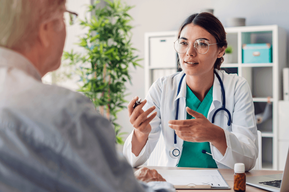 Doctor talking with patient