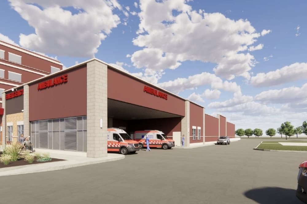 The expansion will also come with bay redesigns to increase first responder efficiency. (Rendering courtesy of Medical City Alliance)