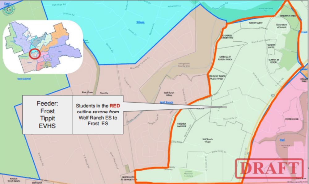 A map of the attendance zones