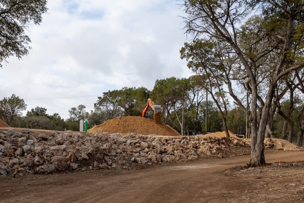 T Bar M uses byproducts of construction to build foundations as part of its 20-acre expansion. (Ethan Thomas/Community Impact)