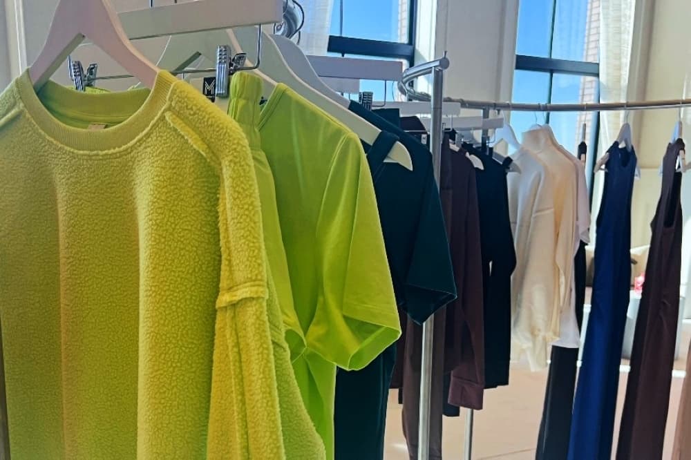 clothing on a rack