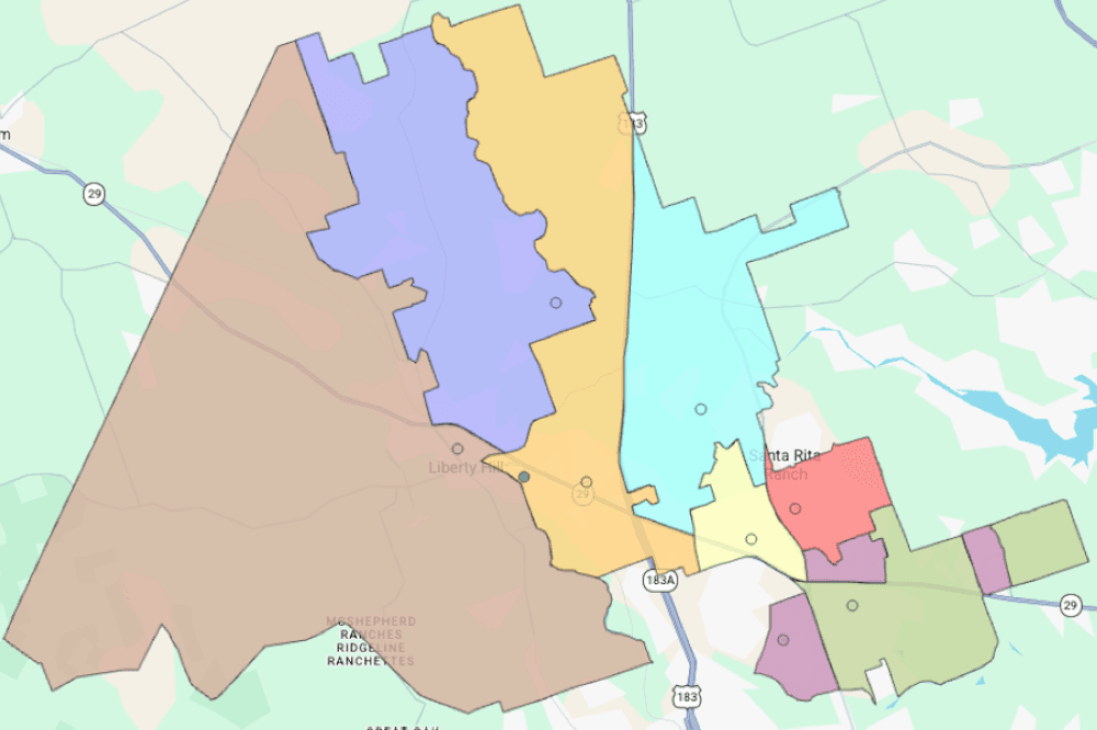 A map of the elementary school attendance zones