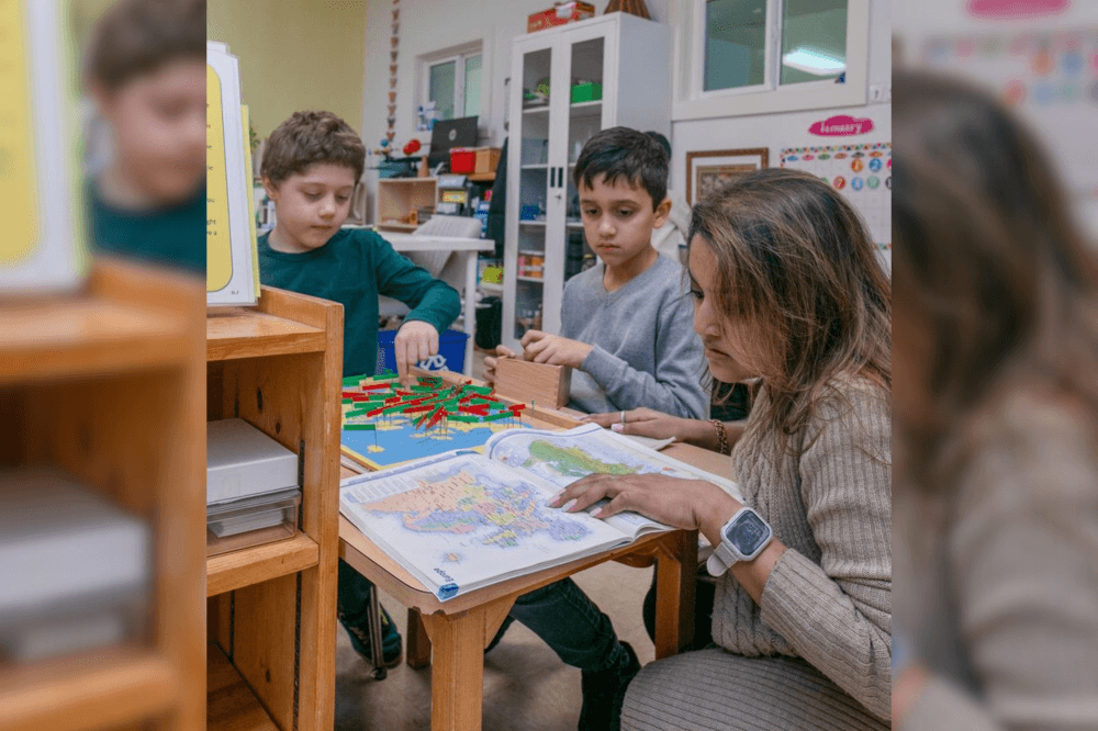 Teacher with students