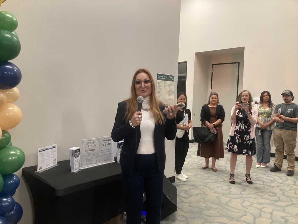 woman speaking at an event