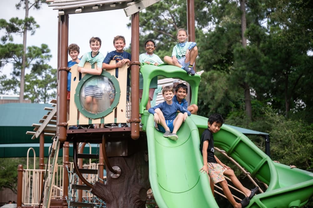 kids on slides