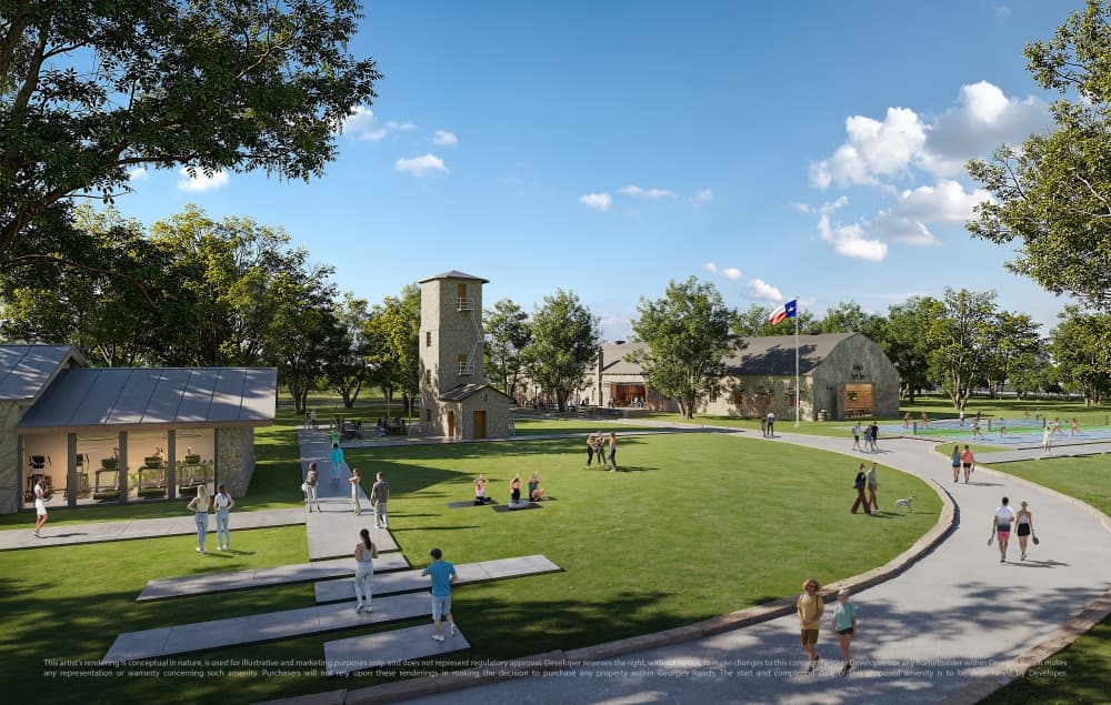 Rendering of future gathering space around George's Party Barn
