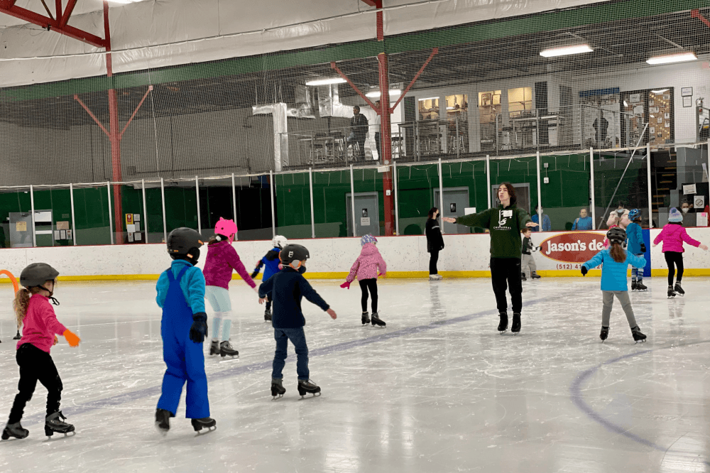 Youth hockey practice at Chaparral Ice NHL-size rink in North Austin
