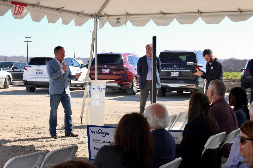McKinney Mayor Bill Cox speaks during the Feb. 27 groundbreaking ceremony.