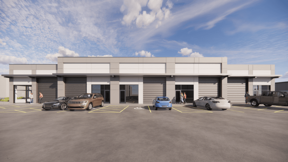 ARS OneSpace is a 44,460-square-foot flex office and warehouse campus planned on Heatherwilde Boulevard in Pflugerville, aimed at supporting small businesses and e-commerce users. (Courtesy ARS Developers)