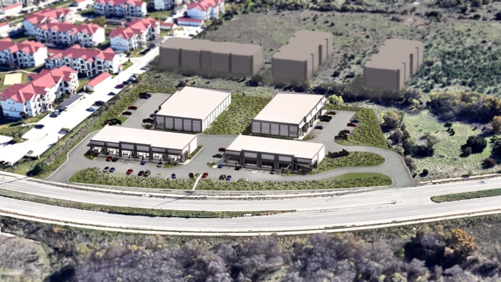 ARS OneSpace is a 44,460-square-foot flex office and warehouse campus planned on Heatherwilde Boulevard in Pflugerville, aimed at supporting small businesses and e-commerce users. (Courtesy ARS Developers)