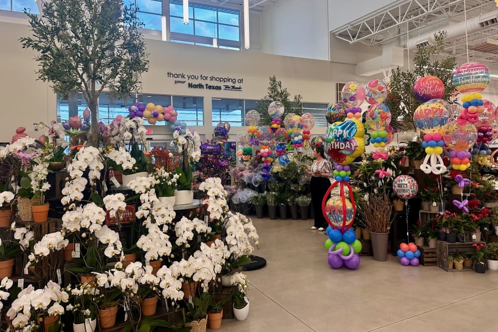 A flower display in the floral section.