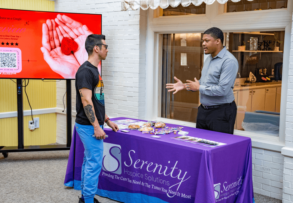 Caregivers receiving guidance on dementia and aging from health professionals