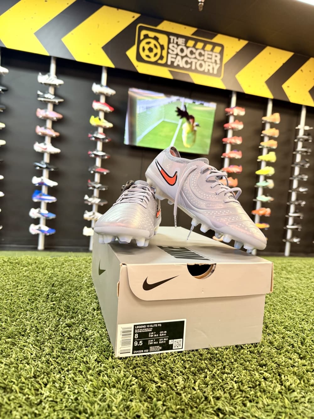 The Soccer Factory sells footwear for all field types.