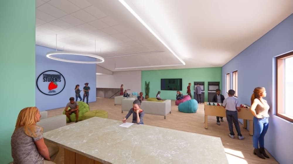 The project will add and enhance space for the church's youth and adult ministries. (Rendering courtesy Strawbridge United Methodist Church)