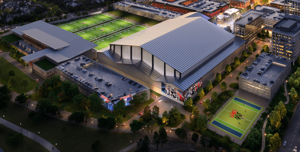 Designs released Feb. 25 show early plans for the 83-acre sports and entertainment hub located in Bridgeland. (Rendering courtesy Howard Hughes Communities)