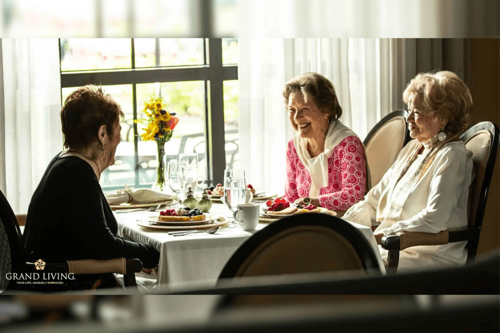 Residents talking and laughing