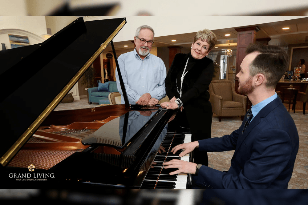 Man playing piano for seniors