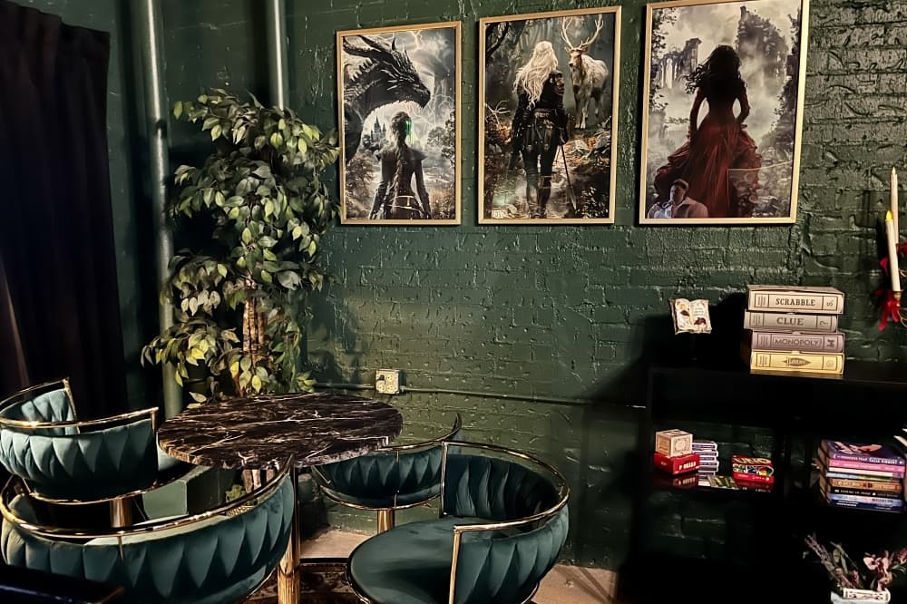 There is a lounge in the back of the store where guests can read or attend events that the owners host. (Gabby Bailey/Community Impact)