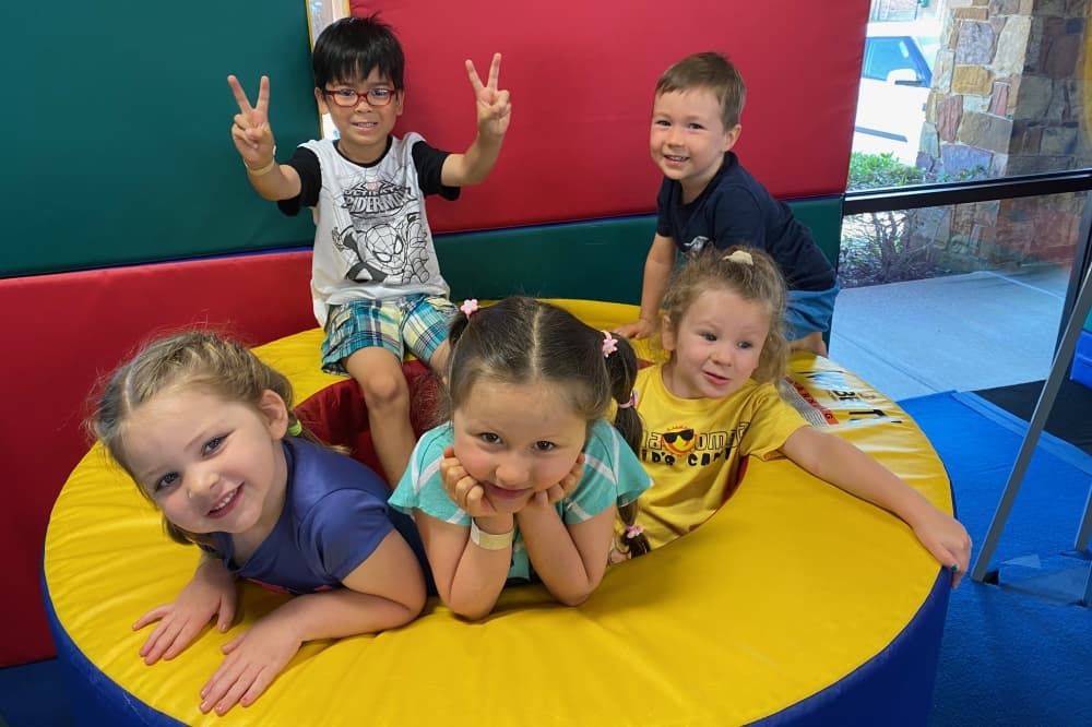 Kids at a gymnastic school
