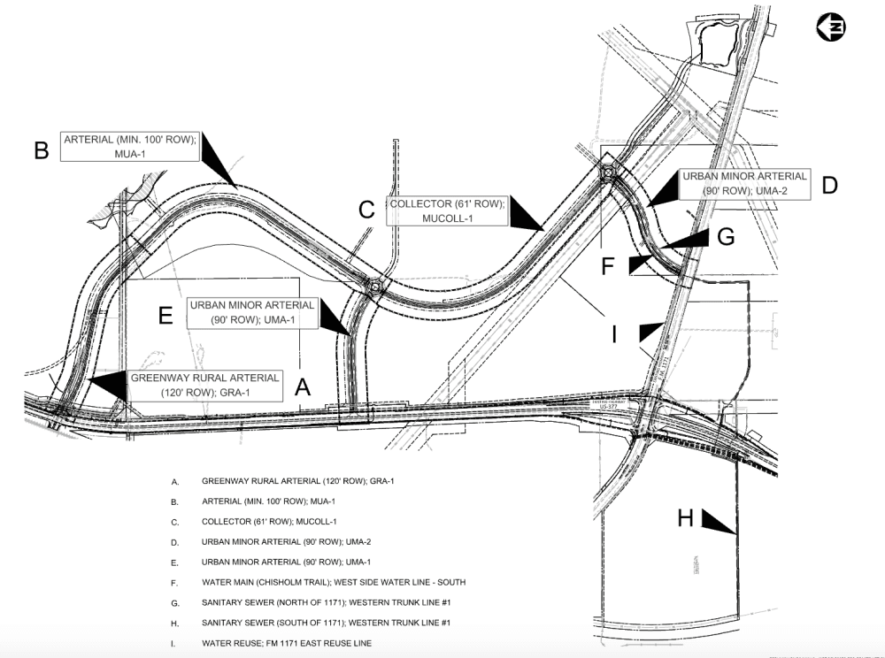 A map detailing the location and types of projects within Phase 1 of Furst Ranch
