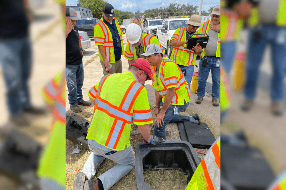 austin water team installing smart water meter