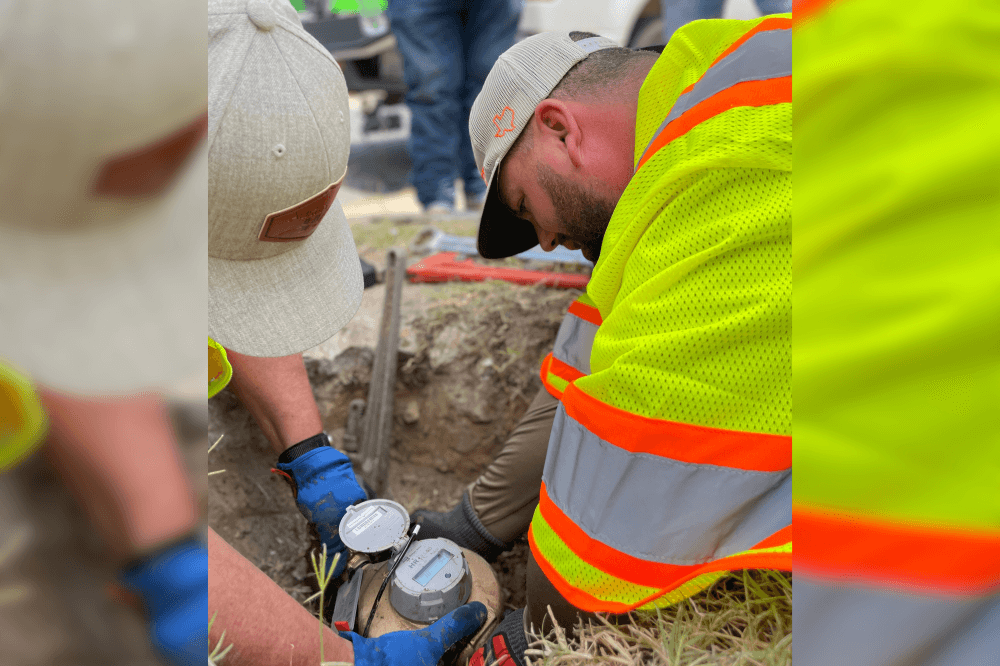 austin water team installing smart water meter
