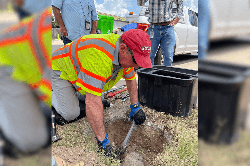 austin water team installing smart water meter