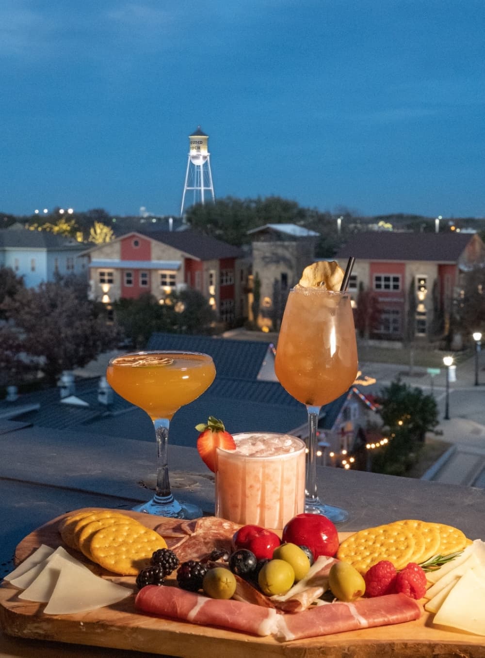 The restaurant and cocktail bar has a view of downtown Round Rock, including the historic water tower. (Courtesy Urban Rooftop)