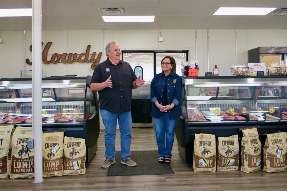 Married couple and owners Lezli and Joe Collins have worked in the meat sales business for more than 45 years. (Adam Doe/Community Impact)