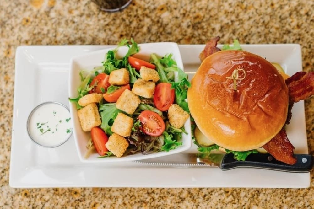 Bacon Burger and salad