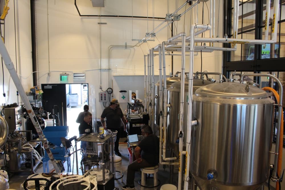The brewery uses a seven-barrel system, with three tanks. One tank is dedicated to lagering, another is for IPAs and the third is for other varieties of beer. (Brooke Sjoberg/Community Impact)