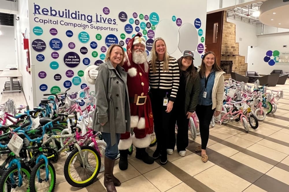 Santa with bikes that will be donated