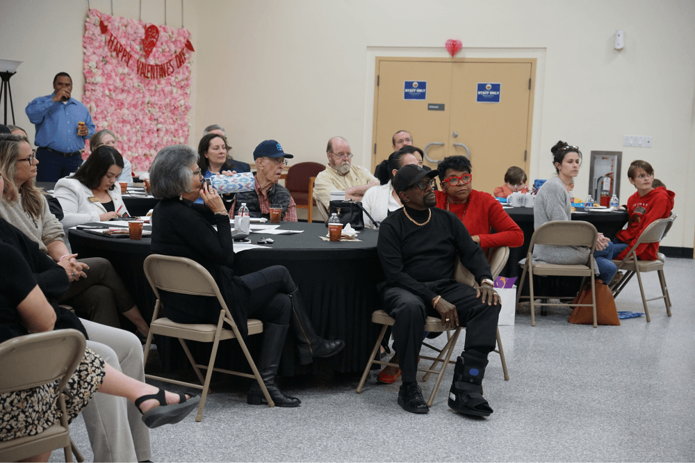 Attendees of Tomball’s Kaffeeklatsch gathering share ideas and ask questions to city staff and the mayor in a casual, home-like setting.