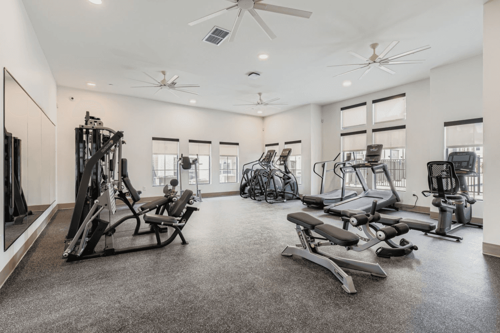 Community clubhouse featuring fitness center, yoga studio, and activity rooms at Preserve at Mustang Creek.