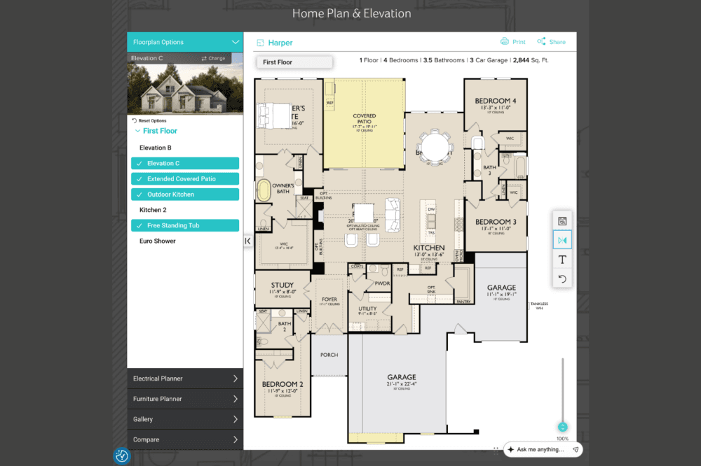 RNL Homes custom homebuilding online tool