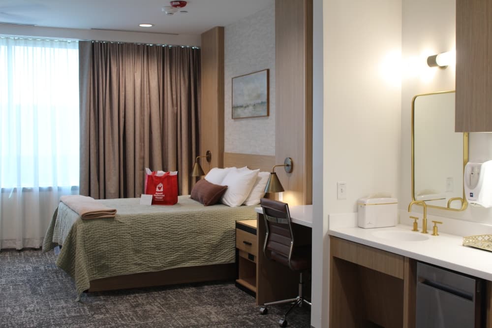 The inside of the Ronald McDonald House bedroom