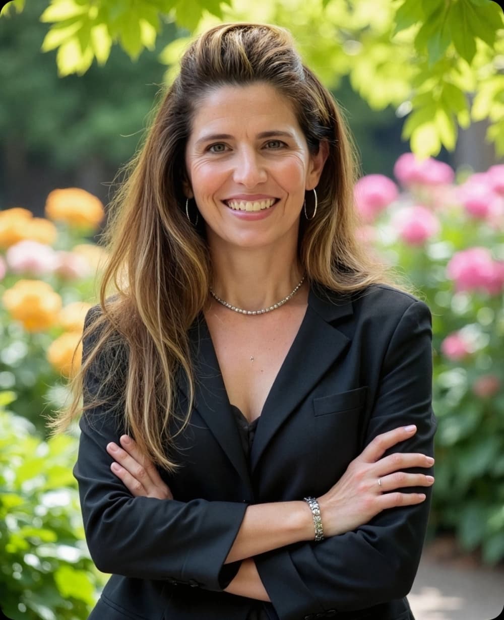 woman with flower background