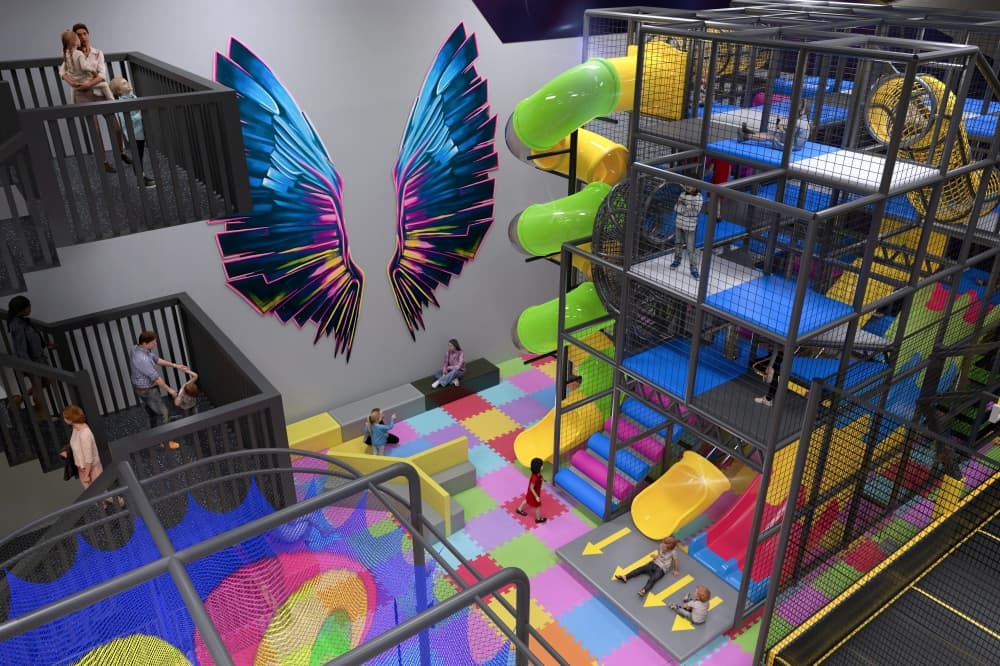 There will be a jungle gym and web crawler for kids ages 6 and younger. (Renderings courtesy Slick City)