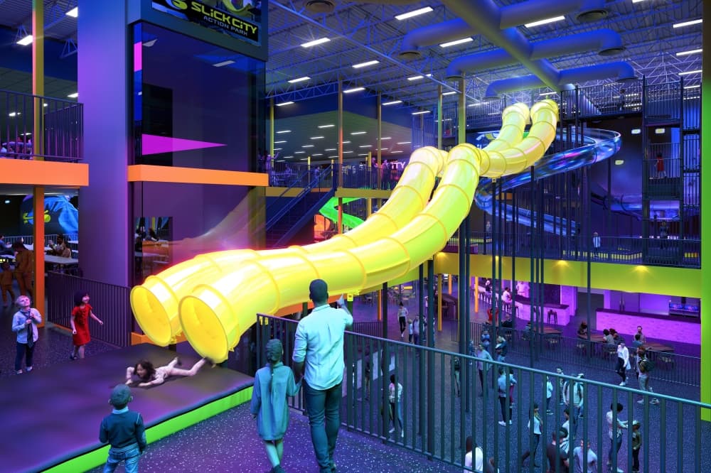 Slick City was initially expected to open in December, but construction took longer than expected. (Renderings courtesy Slick City)