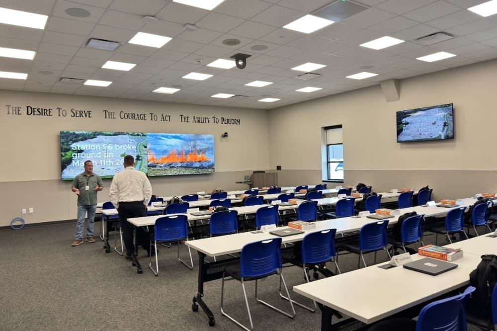 District staff said the training schedule already includes 15 months of planned instruction. Officials also said the site supports multiple specialty programs, including firefighting, emergency medical services, dive team operations, trench rescue and structural collapse response. (Nichaela Shaheen/Community Impact)