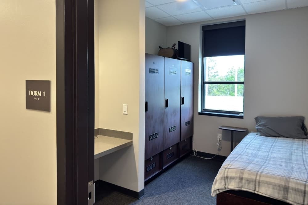 The site includes an outdoor classroom, indoor classroom space, locker rooms and dorm areas for firefighters and staff. (Nichaela Shaheen/Community Impact)