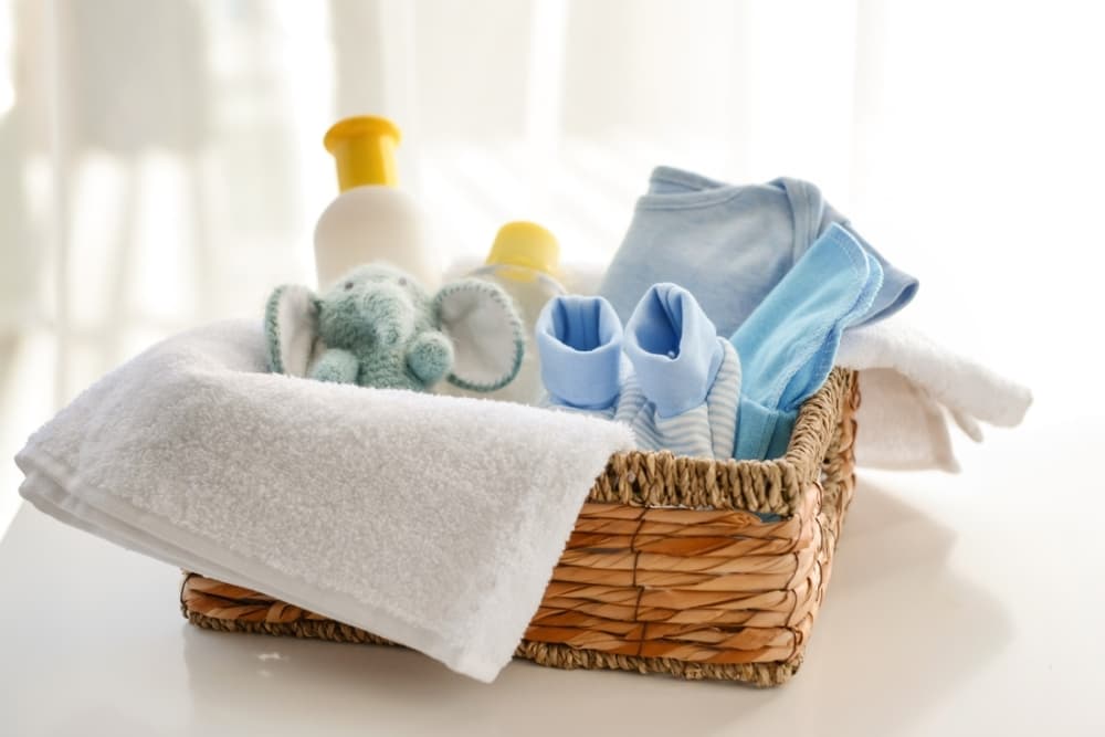 Basket of baby supplies