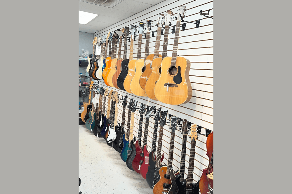 Guitars on wall