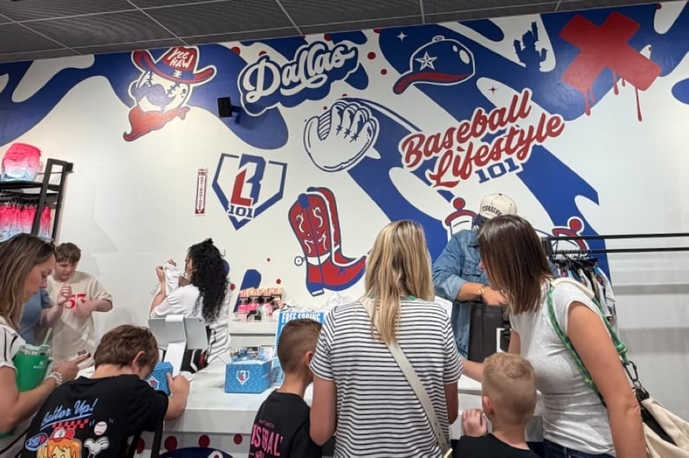 Wall painted with baseball glove 