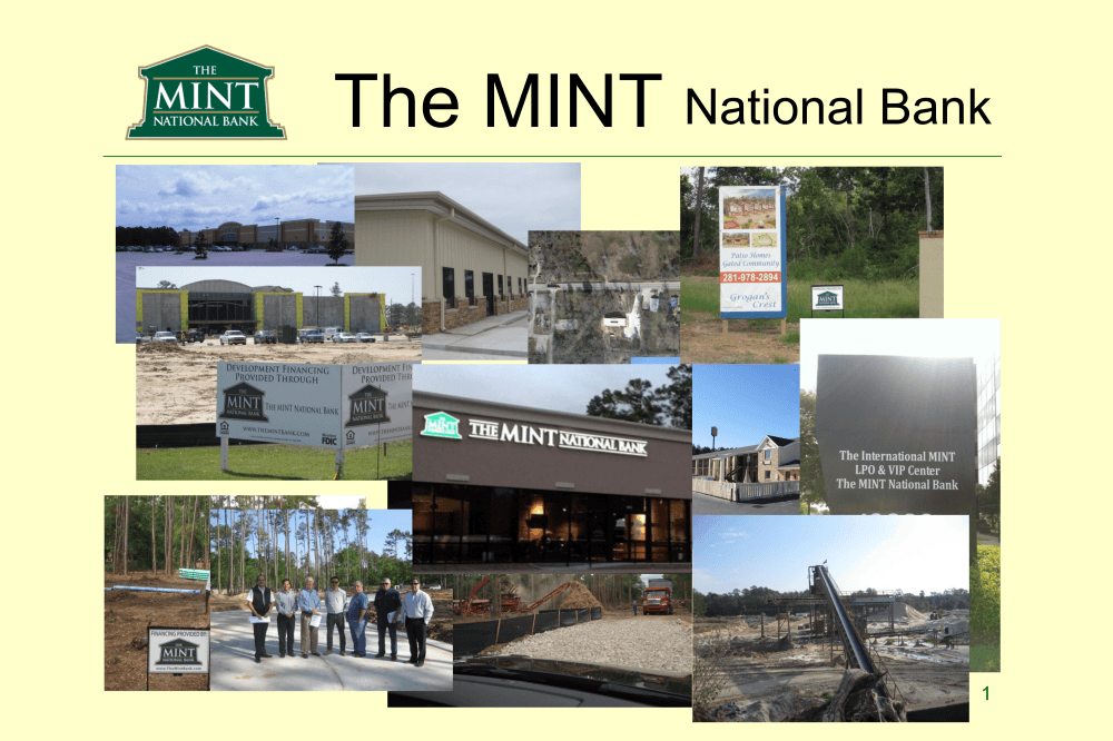 The MINT National Bank commercial team consulting local business clients about treasury management and lending solutions.