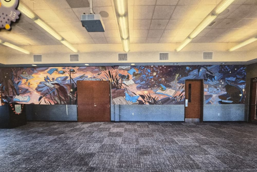The new mural at Keller Public Library has a river design with ties to nature and literature. (Concept photo courtesy of Anya Bosworth) 