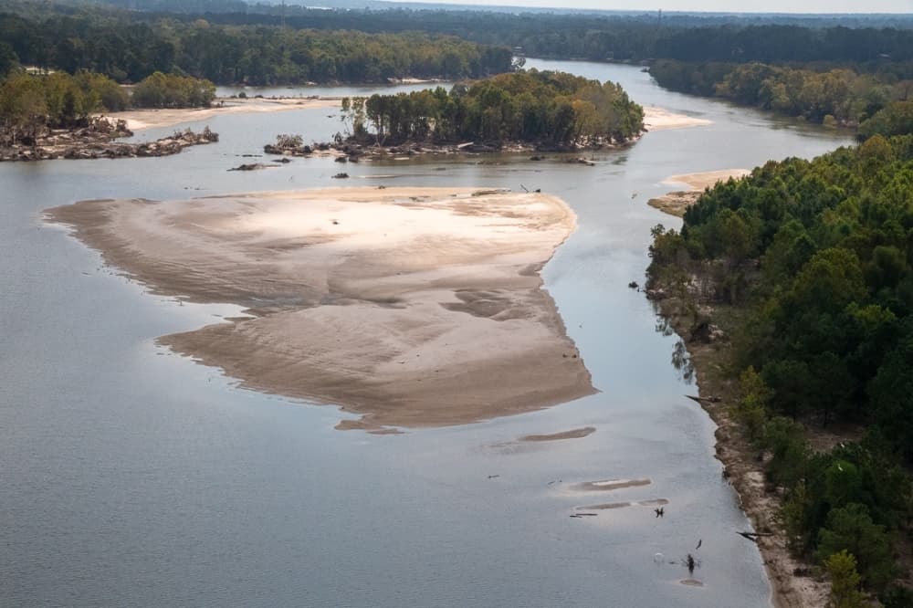 Rehak said the Army Corps of Engineers estimated the West Fork of the San Jacinto River to be 90% blocked due to this sand bar farther upstream. (Courtesy Bob Rehak) 