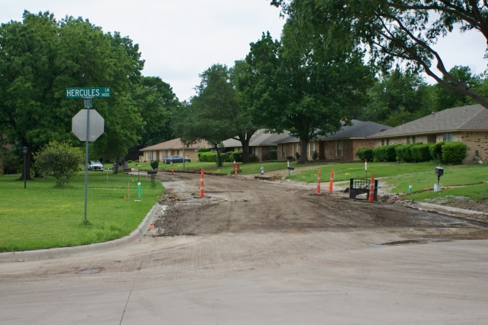Wellington Drive is undergoing renovations and is scheduled to complete construction in June. (Adam Doe/Community Impact)