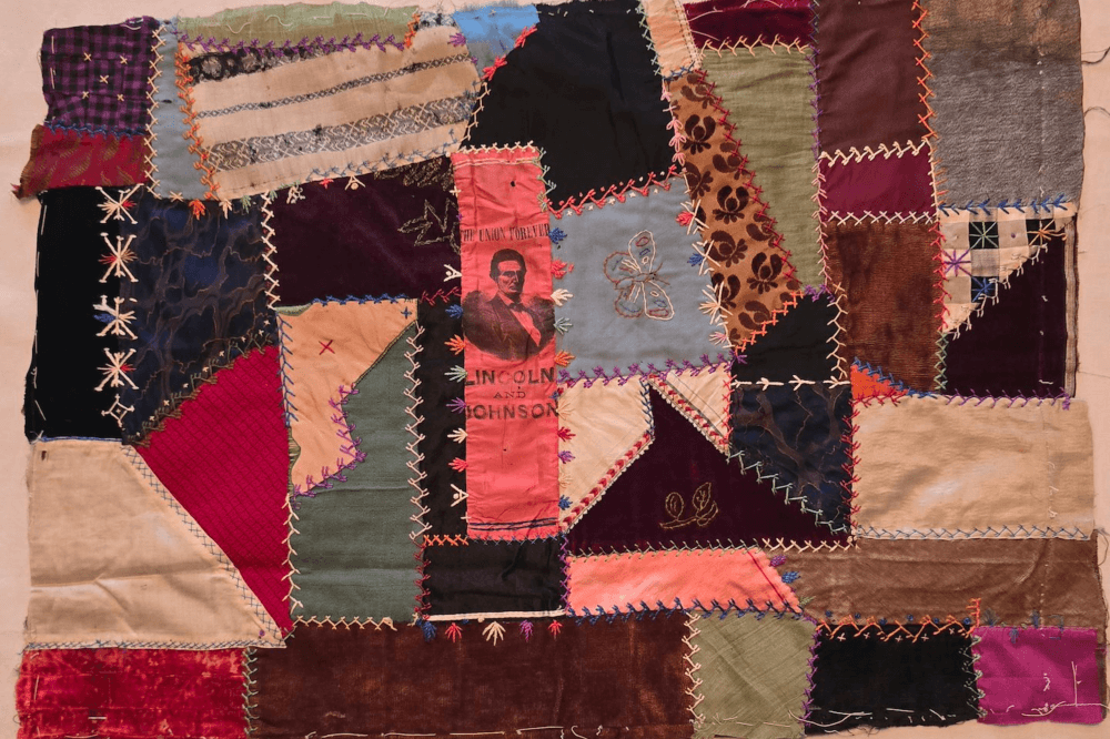 Abraham Lincoln crazy quilt
