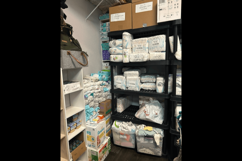supply closet with diapers